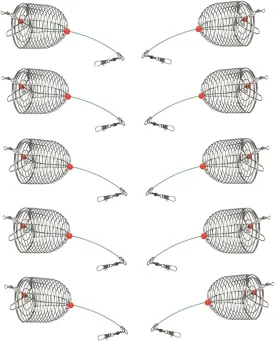 10Pcs/Pk Carp Fishing Bait Trap Cage Feeder Basket Holder Coarse Lure Feeder Carp Fishing Tackle Kit,Size L/M/S Available