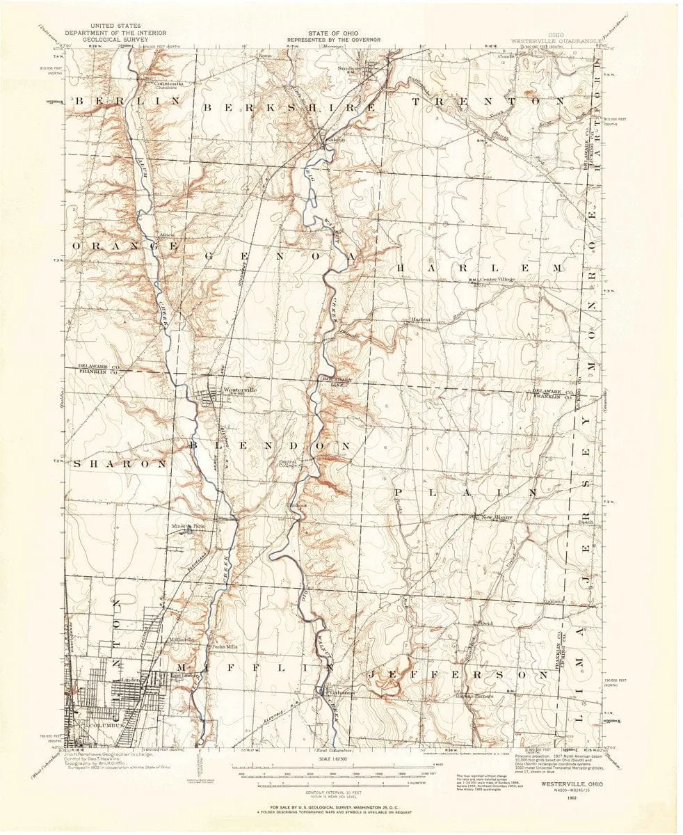 1902 Westerville, OH  - Ohio - USGS Topographic Map