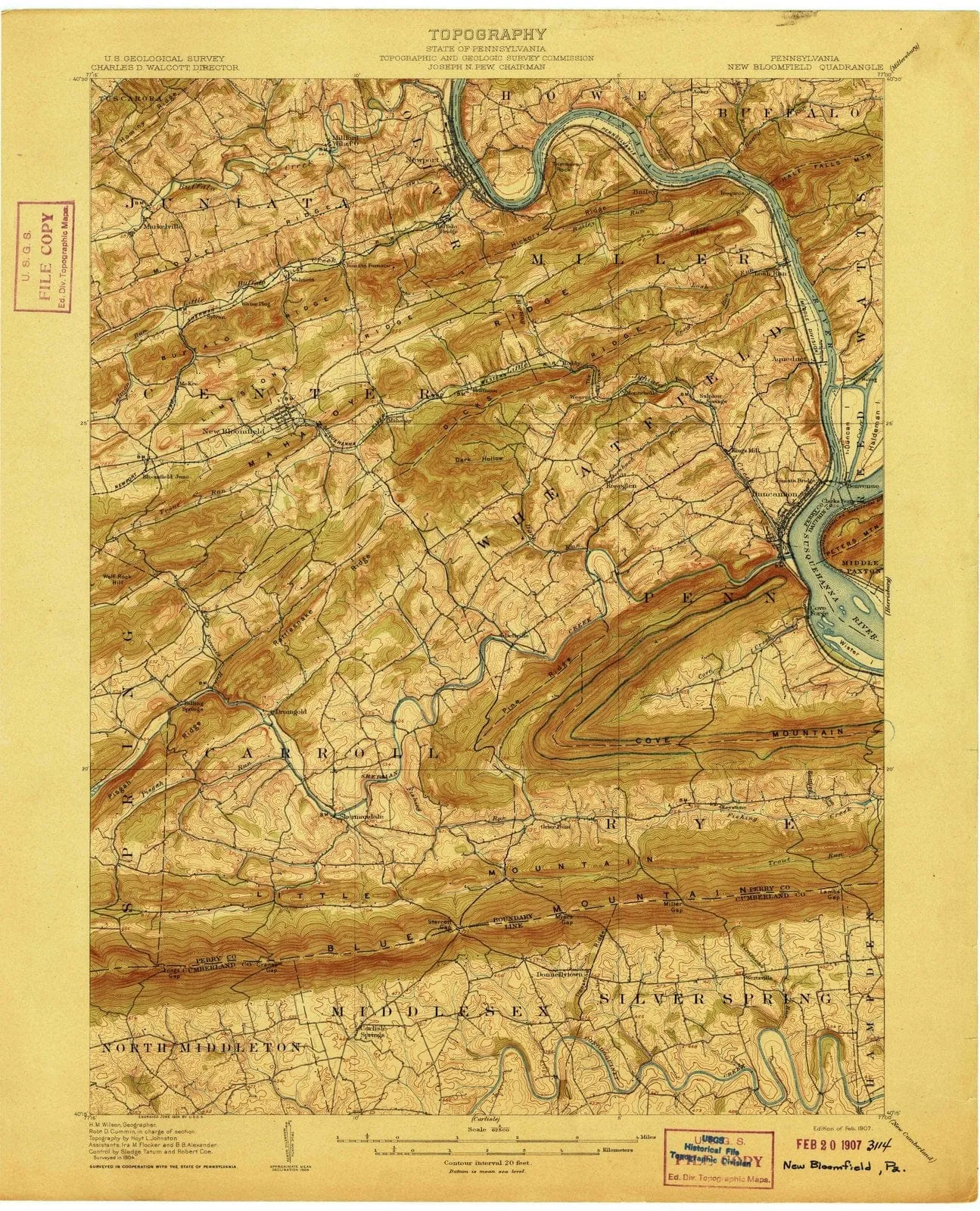 1907 New Bloomfield, PA - Pennsylvania - USGS Topographic Map