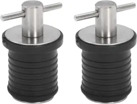 2 Pcs T-Handle Boat Plug Brass/Stainless Steel Boat Drain Plug Snap Handle Plug Rubber Drain Plug for Boat Marine