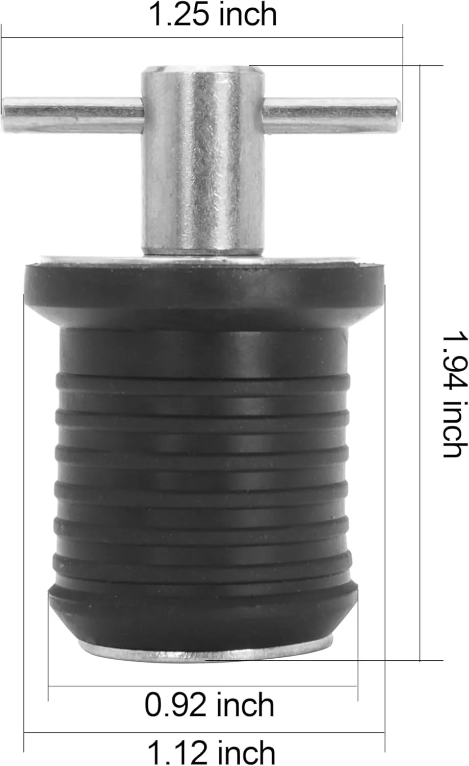 2 Pcs T-Handle Boat Plug Brass/Stainless Steel Boat Drain Plug Snap Handle Plug Rubber Drain Plug for Boat Marine