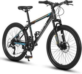 24 26 Inch Mountain Bike, Classic 21 Speeds V Brake Men Women Bicycle, Carbon Steel Mountain Bike for Adult Teens, Trail Beach Snow Commuter City Bikes, Prefect Gift Choice