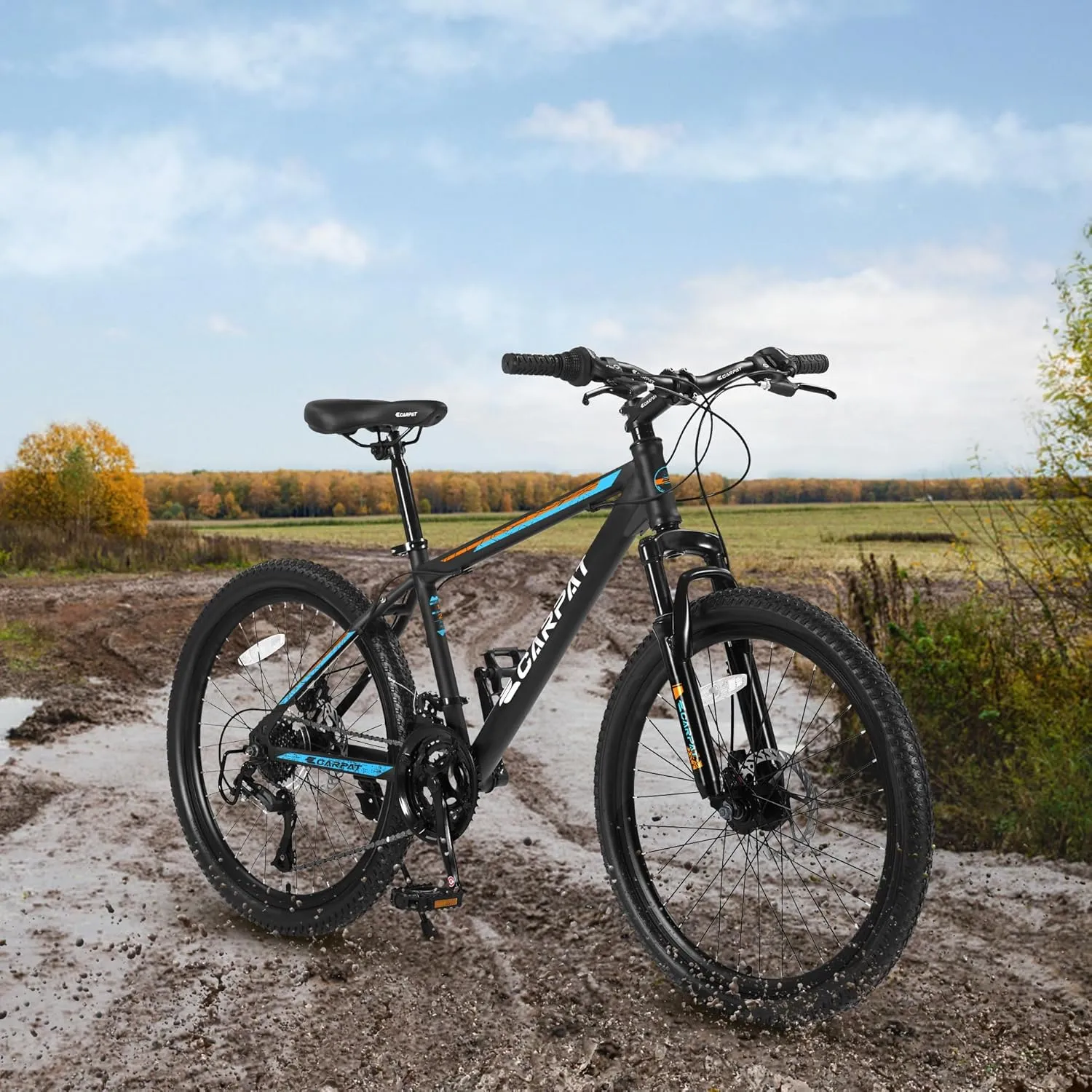 24 26 Inch Mountain Bike, Classic 21 Speeds V Brake Men Women Bicycle, Carbon Steel Mountain Bike for Adult Teens, Trail Beach Snow Commuter City Bikes, Prefect Gift Choice