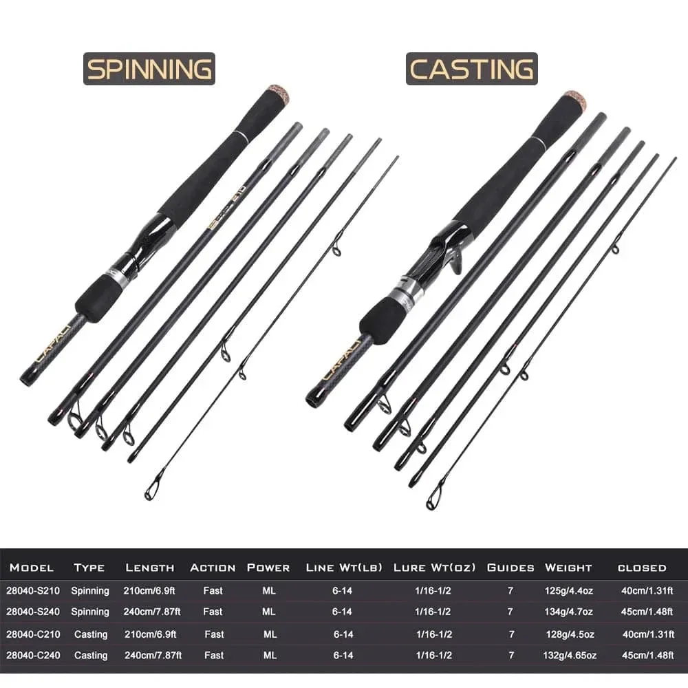 6 Sections Carbon Spinning Casting Fishing Rod Lure Fishing Rod Hand Pole Fishing Tackle Ultra Light 2021 New Excellent Quality