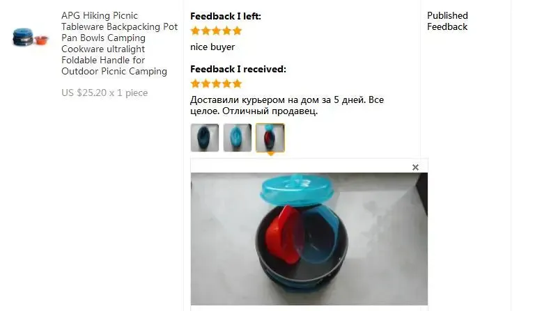 APG Hiking Picnic Tableware Backpacking Pot Pan Bowls Camping Cookware ultralight Foldable Handle