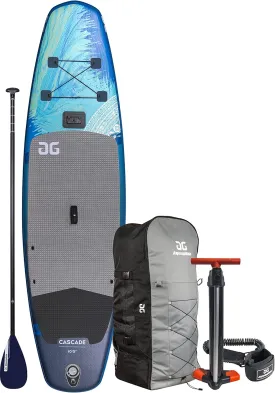 AQUAGLIDE Inflatable Stand Up Paddle Board with Premium SUP Accessories - Backpack, 3-Piece Focus Leverlock Paddle, Fin, Leash, and Hand Pump - Cascade 10' ISUP, Multicolor