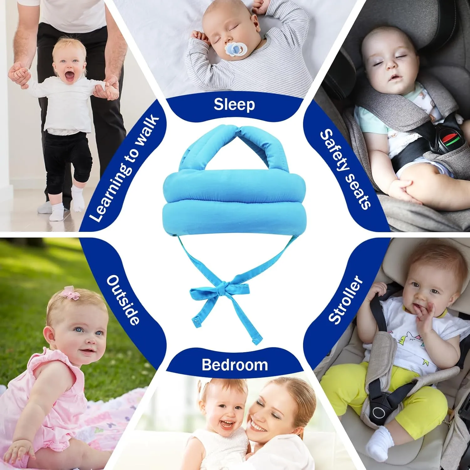 Baby Safety Helmet Baby Head Protector No Bumps for Running Walking Crawling, Safety Head Adjustable Protective Cap Headguard Hat