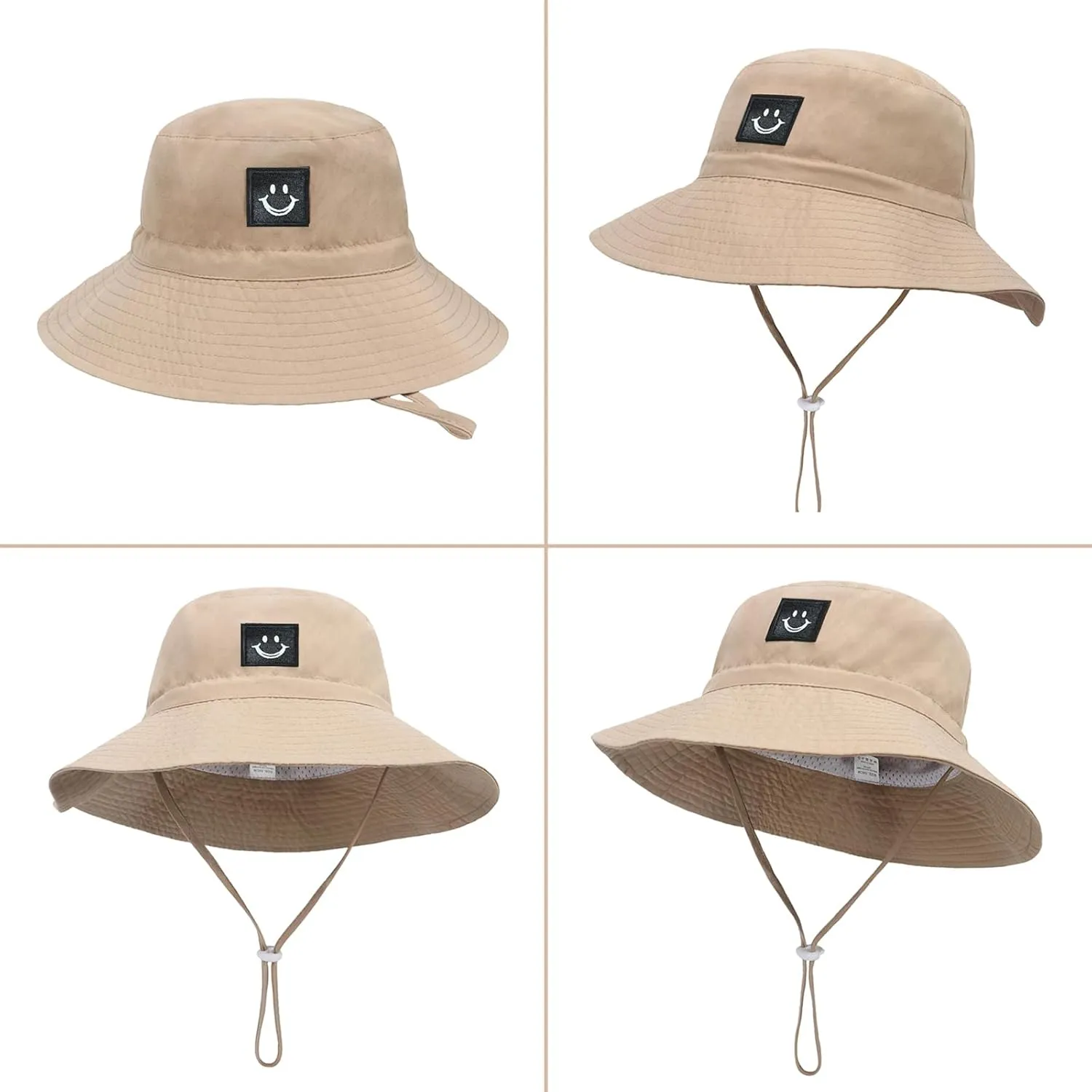 Baby Sun Hat Smiling Face UPF 50  Beach Toddler Bucket Hat for Baby Boys and Girls, Toddler Kids Wide Brim Sun Hats Cap