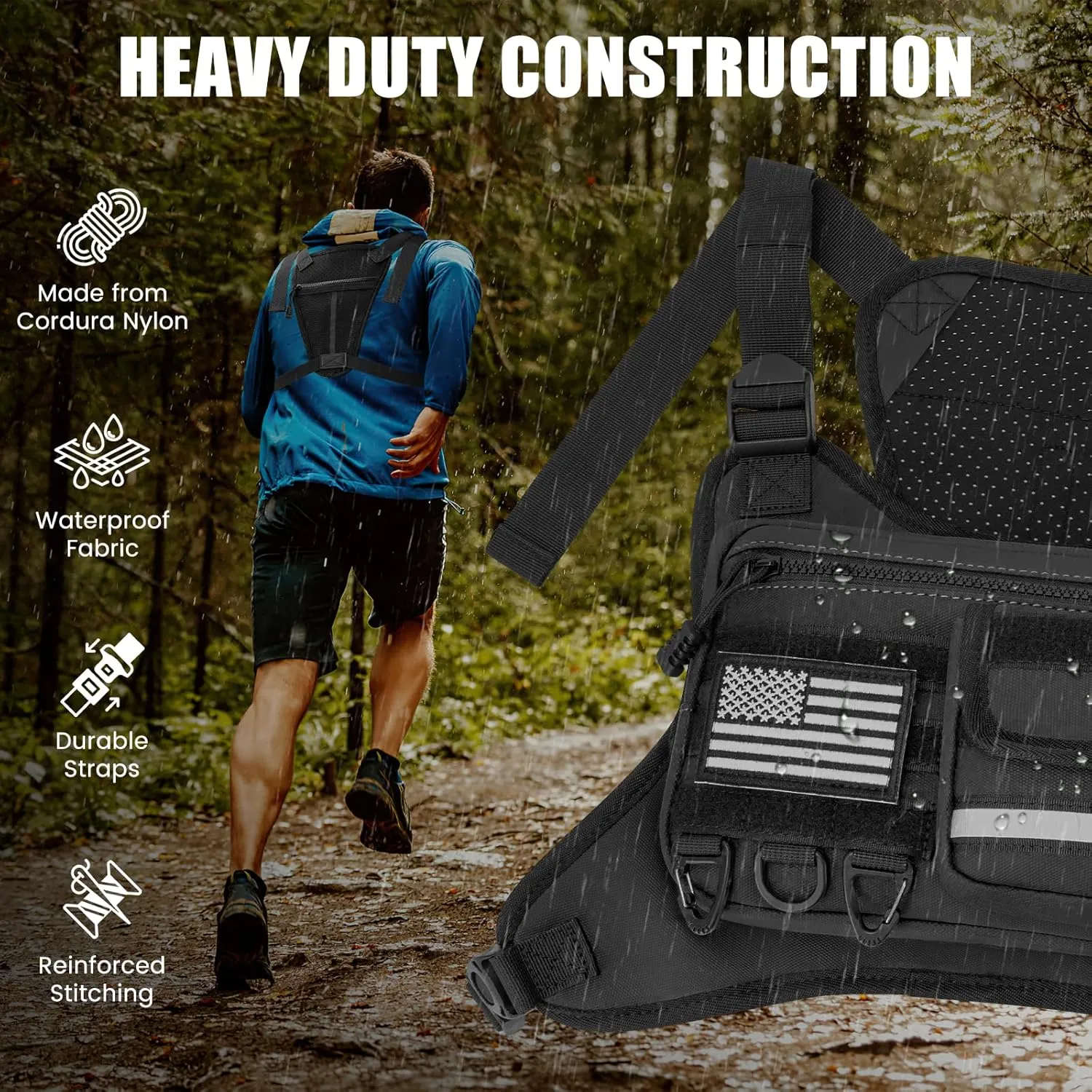 Chest Bag for Men Women, Outdoor Sports Tactical Vest, Chest Pack for Running, Cycling, Hiking, Workouts, Traveling