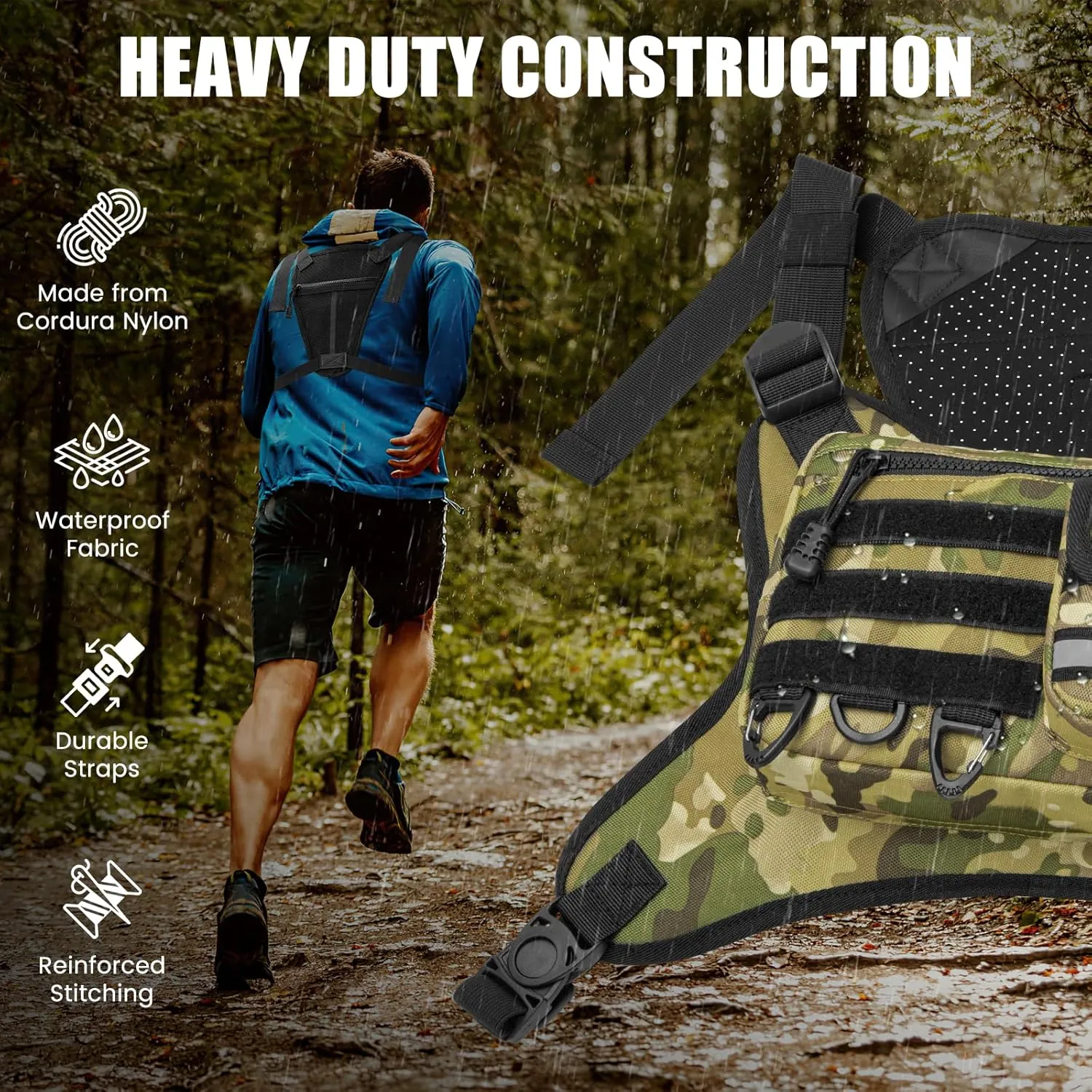 Chest Bag for Men Women, Outdoor Sports Tactical Vest, Chest Pack for Running, Cycling, Hiking, Workouts, Traveling