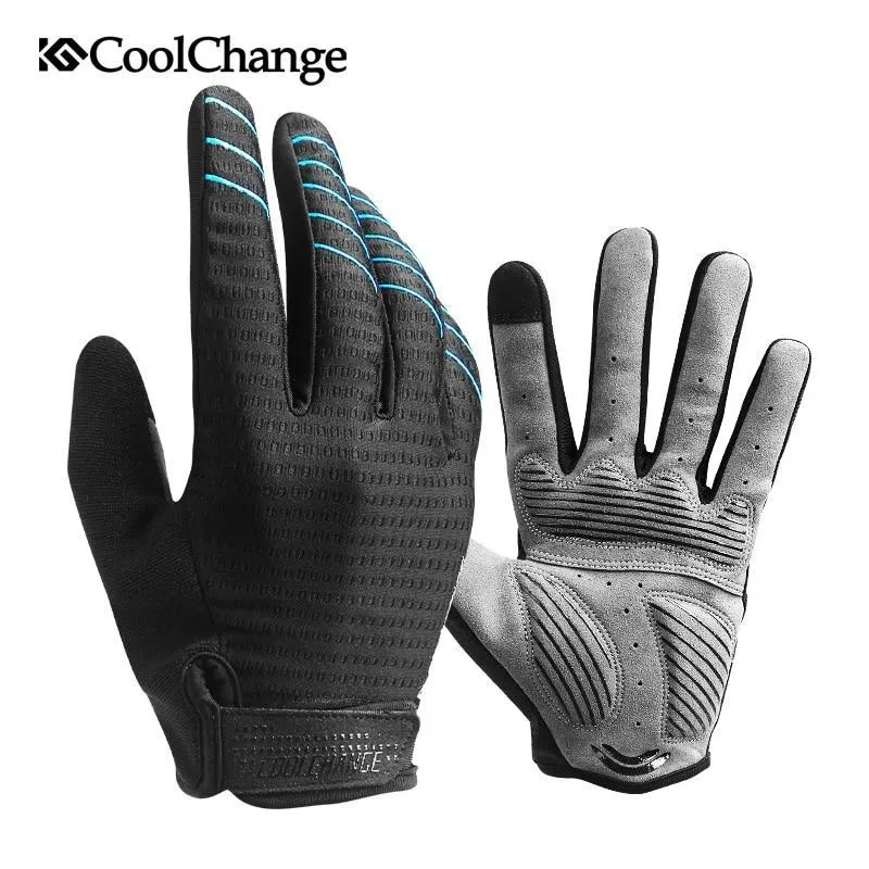 CoolChange Cycling Full Finger Shockproof MTB Bike Touch Screen Gloves