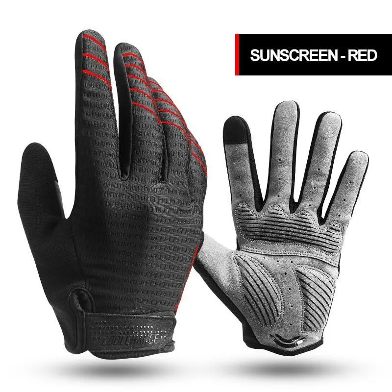 CoolChange Cycling Full Finger Shockproof MTB Bike Touch Screen Gloves