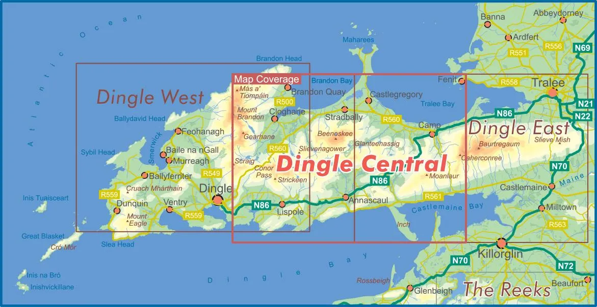 DINGLE CENTRAL ~ BEENOSKEE 1:25,000 SCALE MAP - WATERPROOF AND NON-WATERPROOF