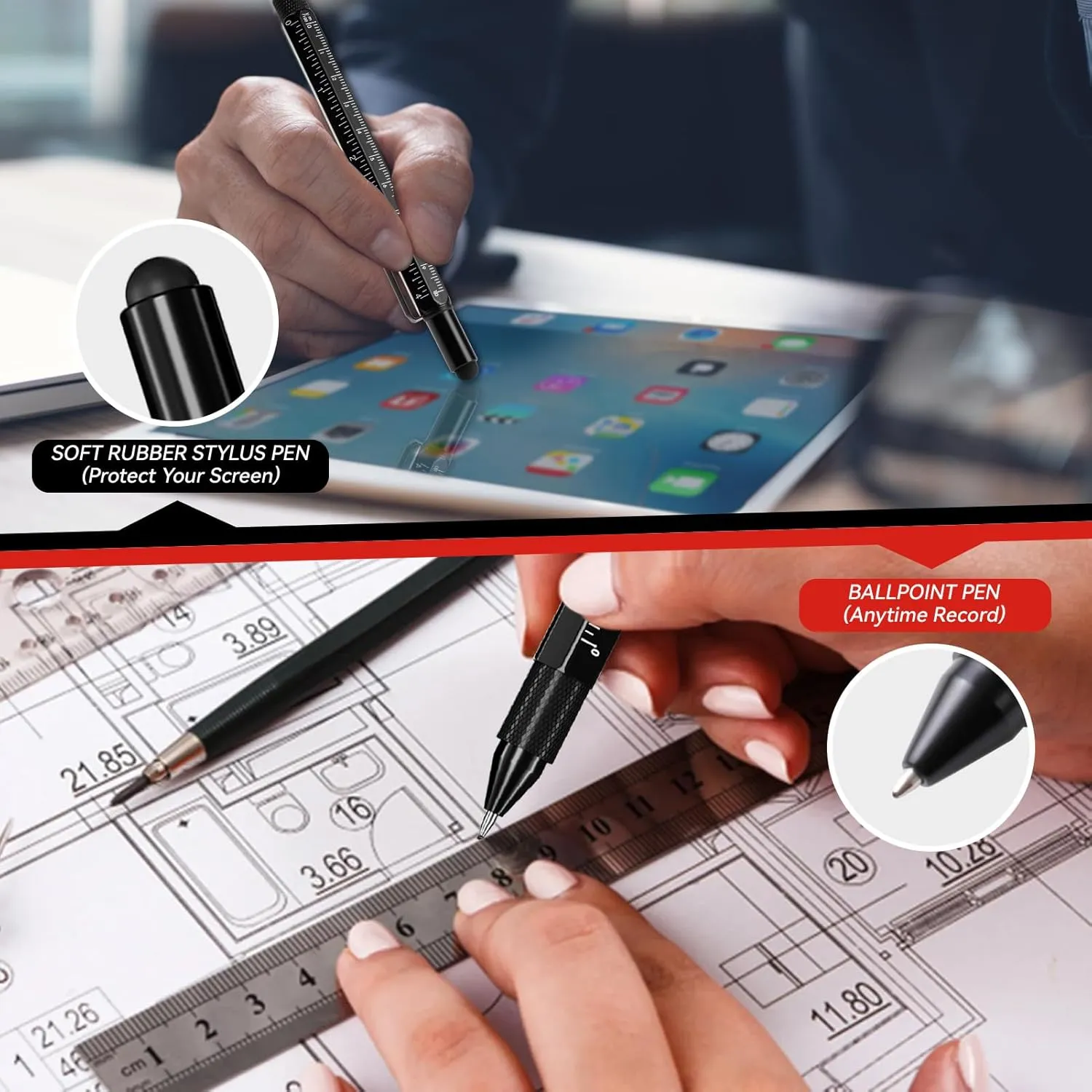 Fathers Day Dad Gift from Daughter Wife Son, 11 in 1 Multitool Pen with LED Light, Birthday Gifts for Men, Fathers Day Dad Gifts for Dad Gadgets Gifts for Men Who Have Everything, Black