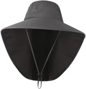 Fishing Hat Uv Protection and Neck Flap Lightweight Sun Hat for Men Women Dark Grey