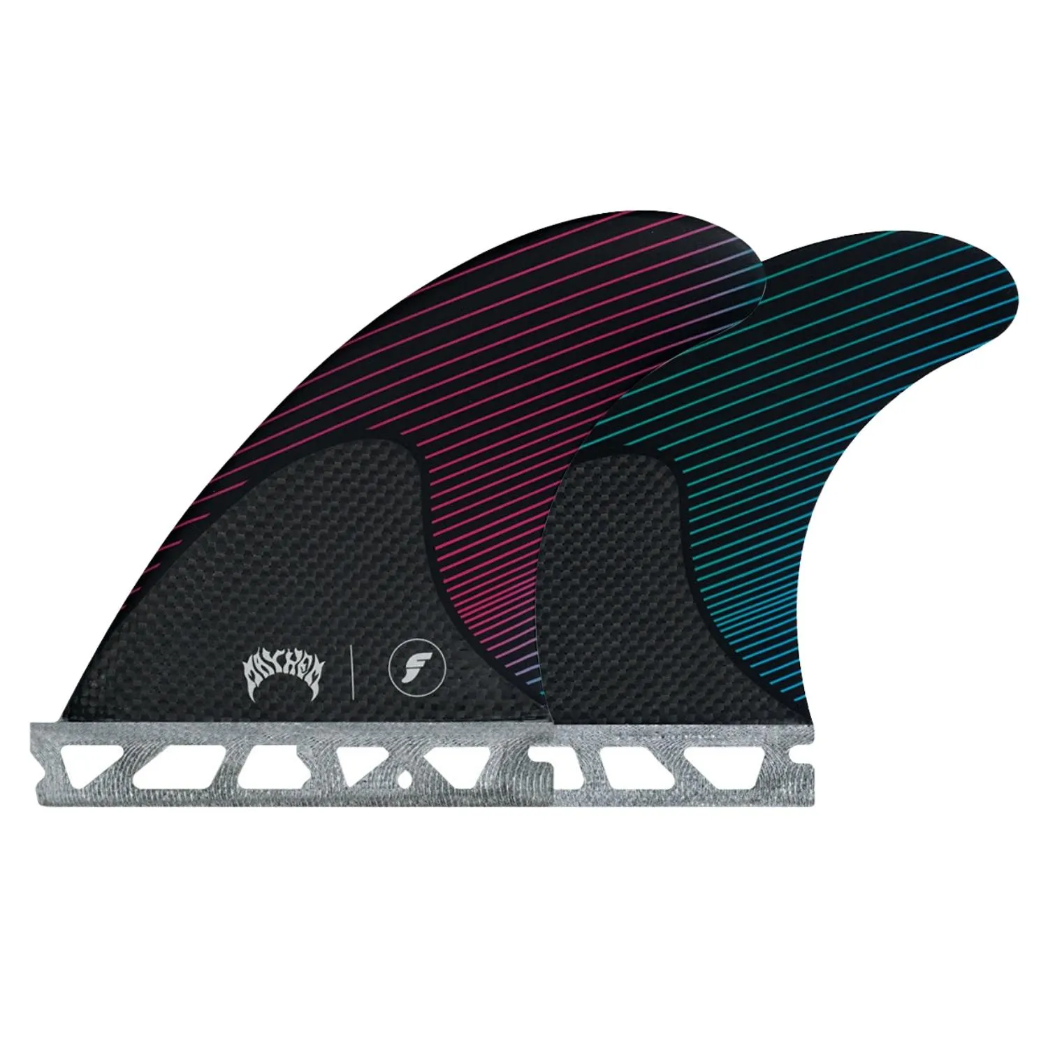 Futures Mayhem Small Thruster Surfboard Fins - Pink/Teal