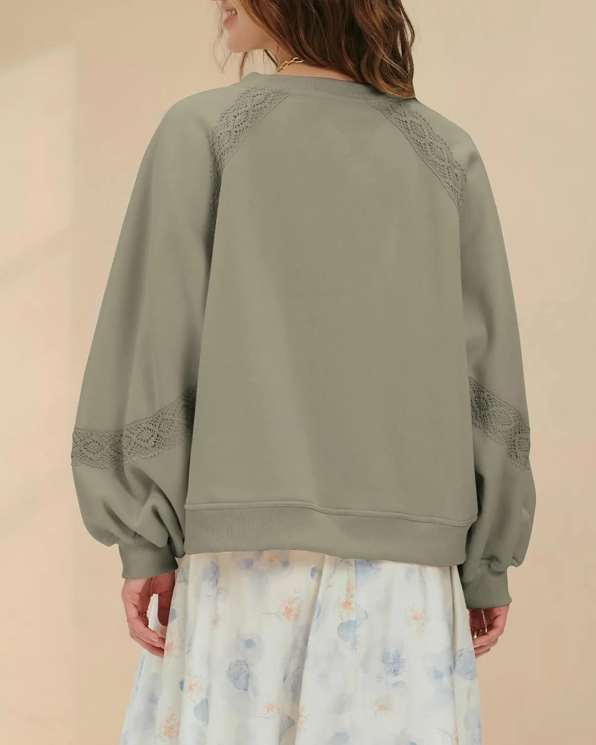 Gacaky Sweatshirt for Women Oversized Fleece Embroidered Crochet Hoodies Cropped Pullover Tops Fall Fashion Outfits Clothes