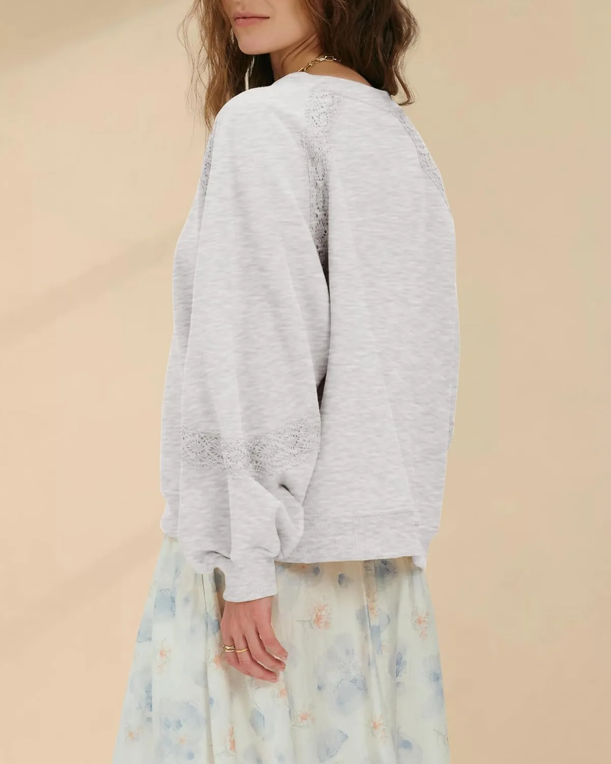 Gacaky Sweatshirt for Women Oversized Fleece Embroidered Crochet Hoodies Cropped Pullover Tops Fall Fashion Outfits Clothes