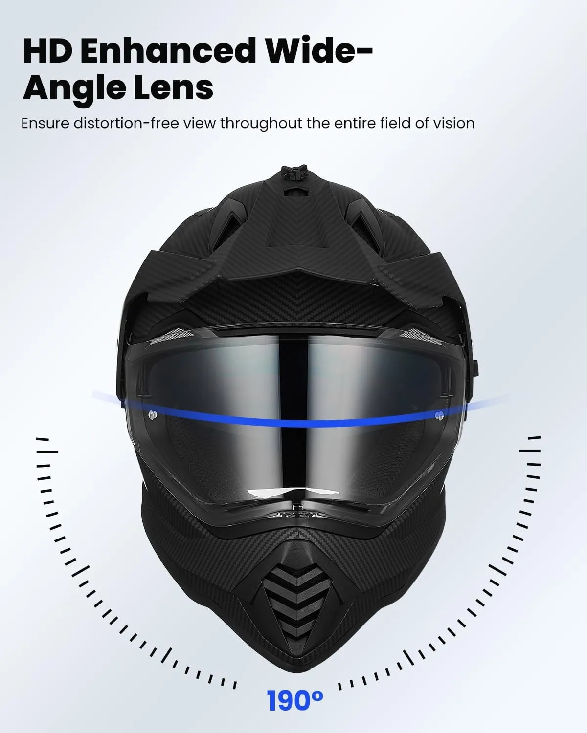 ILM Dual Sport Adventure Motorcycle Helmet with Pinlock Compatible Sun Visor Snowmobile ATV Dirt Bike Off Road Casco Model WS902 (Carbon Fiber, L)