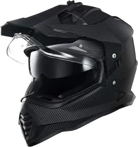 ILM Dual Sport Adventure Motorcycle Helmet with Pinlock Compatible Sun Visor Snowmobile ATV Dirt Bike Off Road Casco Model WS902 (Carbon Fiber, L)