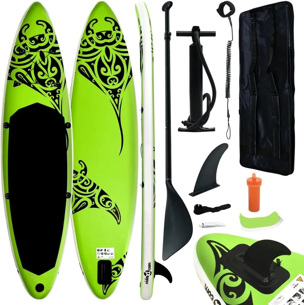 Inflatable Stand Up Paddleboard Set 144.1"x29.9"x5.9" Green 12.6kg/27.72ib Paddleboards