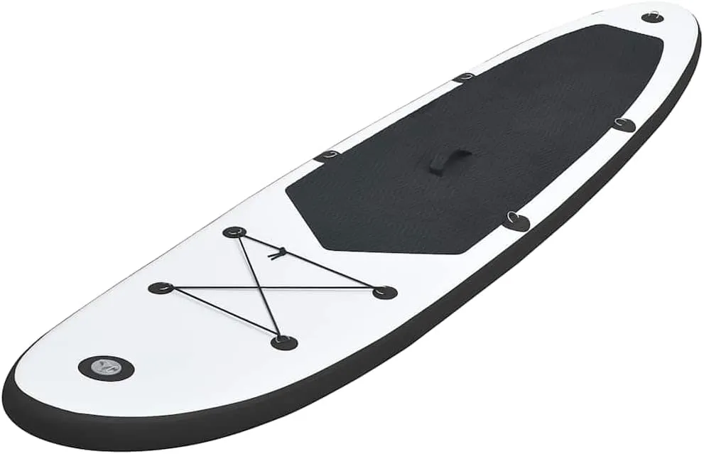 Inflatable Stand Up Paddleboard Set with Puncture-Proof Material, Stable Ride, and High-Pressure Hand Pump, Black and White