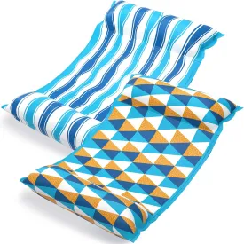 Jasonwell Water Hammock Pool Floats - 2PACK Fabric Inflatable Pool Hammock Float Floaties 4 in 1 (Saddle Lounge Chair Drifter) Lake Beach Floating Loungers Swimming Pool Rafts Toys for Adults