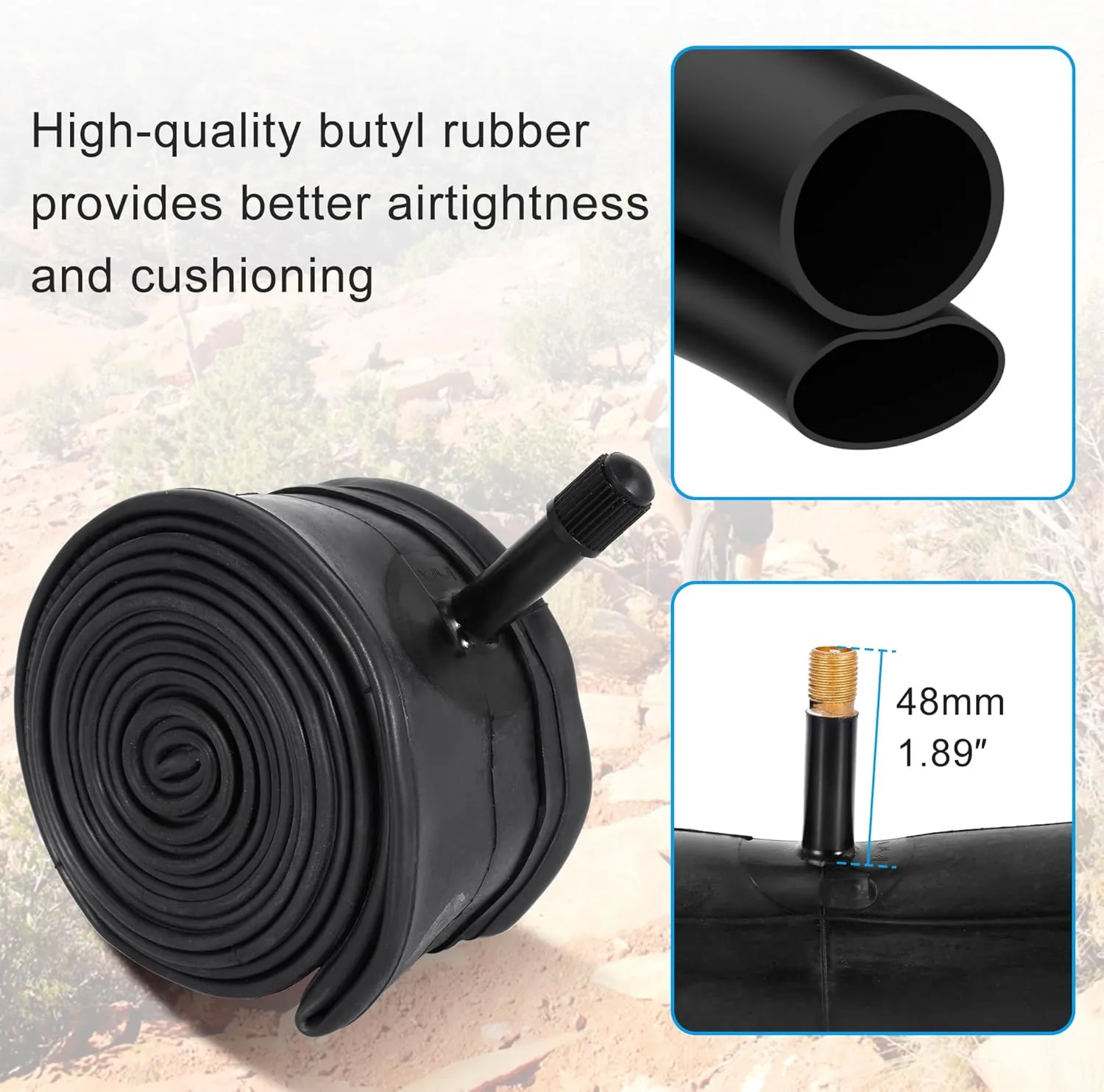 JIAYAN 24/26x1.95 Folding Replacement Bicycle Tires with Tire Levers and Tire Liners, 24''/26'' Mountain Bike Tire and Inner Tube for MTB Off-Road Bicycle