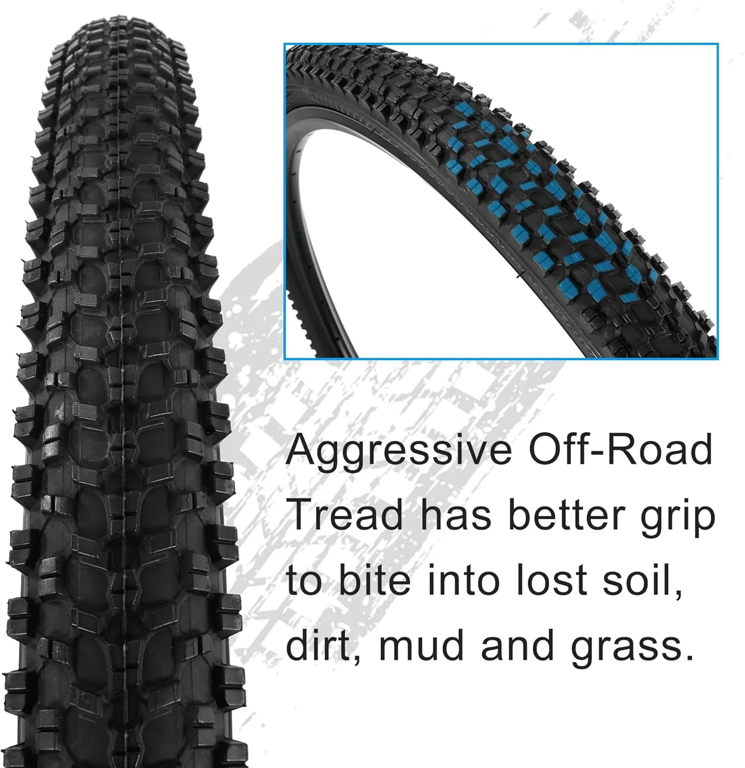 JIAYAN 24/26x1.95 Folding Replacement Bicycle Tires with Tire Levers and Tire Liners, 24''/26'' Mountain Bike Tire and Inner Tube for MTB Off-Road Bicycle