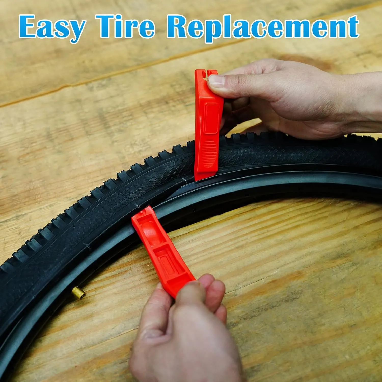 JIAYAN 24/26x1.95 Folding Replacement Bicycle Tires with Tire Levers and Tire Liners, 24''/26'' Mountain Bike Tire and Inner Tube for MTB Off-Road Bicycle