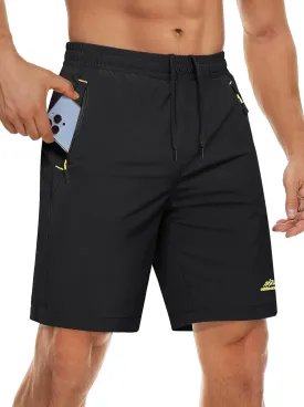 MAGCOMSEN Men's Athletic Running Shorts 9" Quick Dry Lightweight Sport Workout Hiking Gym Shorts with Zipper Pockets