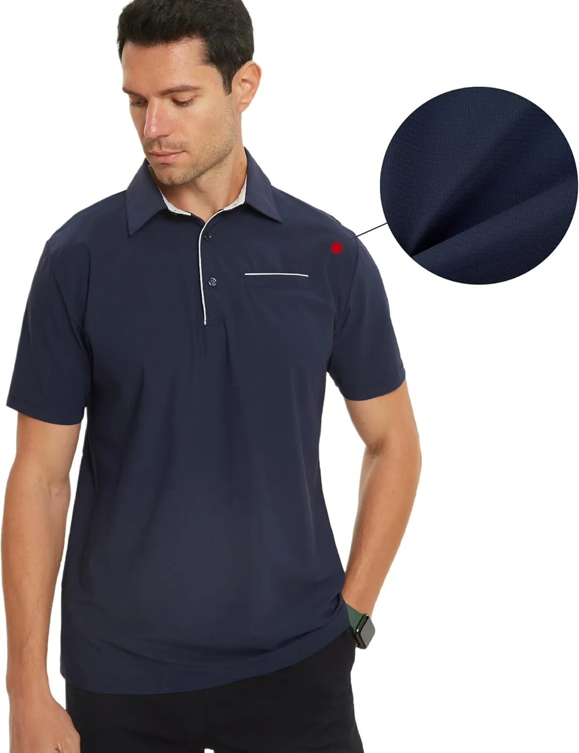 Mens Golf Shirt Short Sleeve Dry Fit Performance Moisture Wicking Rib Collared Golf Polo Shirts for Men