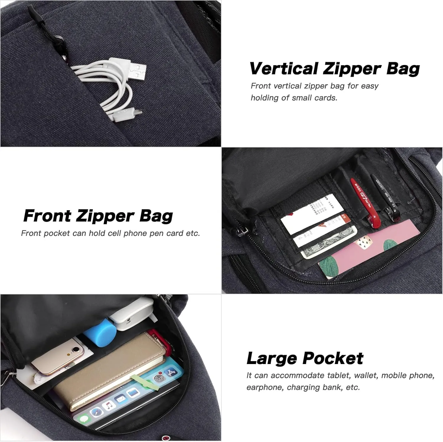 MOSISO Sling Backpack,Canvas Crossbody Hiking Daypack Bag with Anti-theft Pocket
