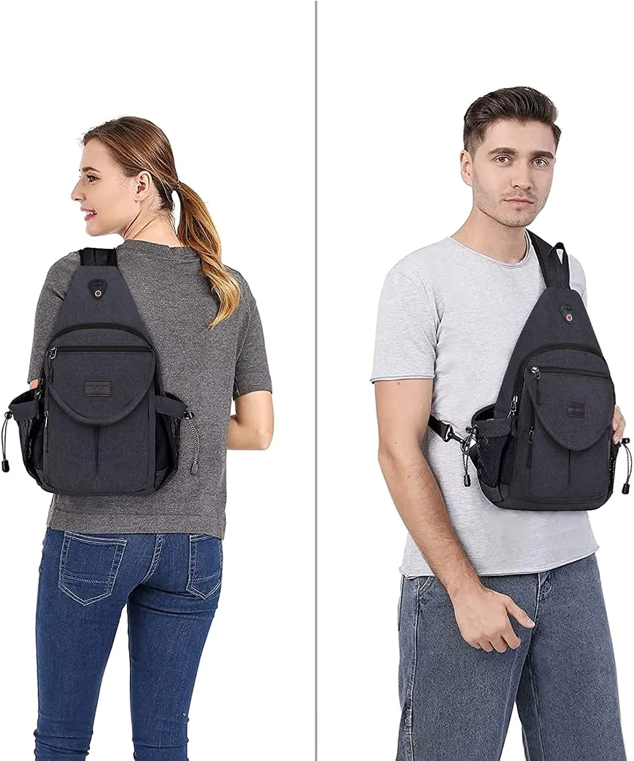 MOSISO Sling Backpack,Canvas Crossbody Hiking Daypack Bag with Anti-theft Pocket