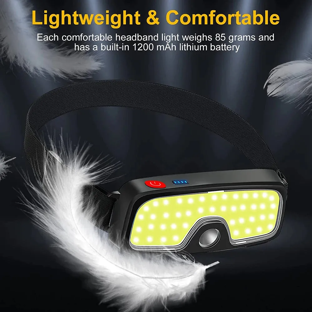 New COB LED Headlamp USB Rechargeable Power Display Portable Headlight Built in 18650 Battery Camping Head Lamp Hiking Torch