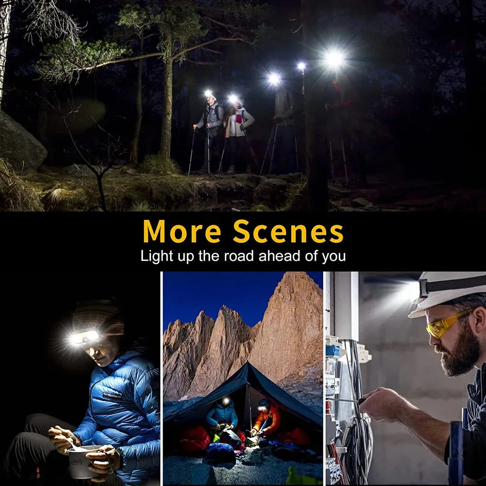 New COB LED Headlamp USB Rechargeable Power Display Portable Headlight Built in 18650 Battery Camping Head Lamp Hiking Torch