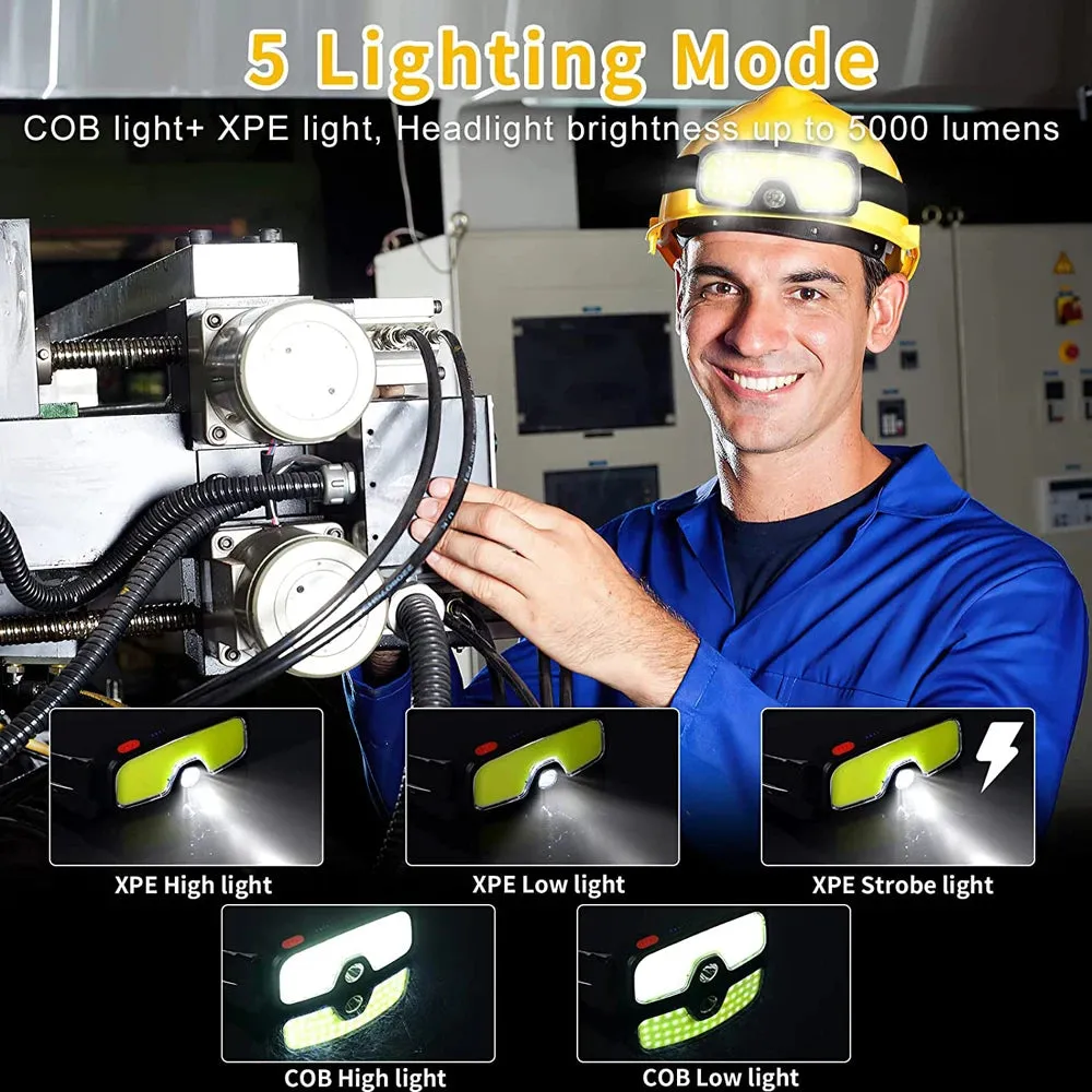 New COB LED Headlamp USB Rechargeable Power Display Portable Headlight Built in 18650 Battery Camping Head Lamp Hiking Torch