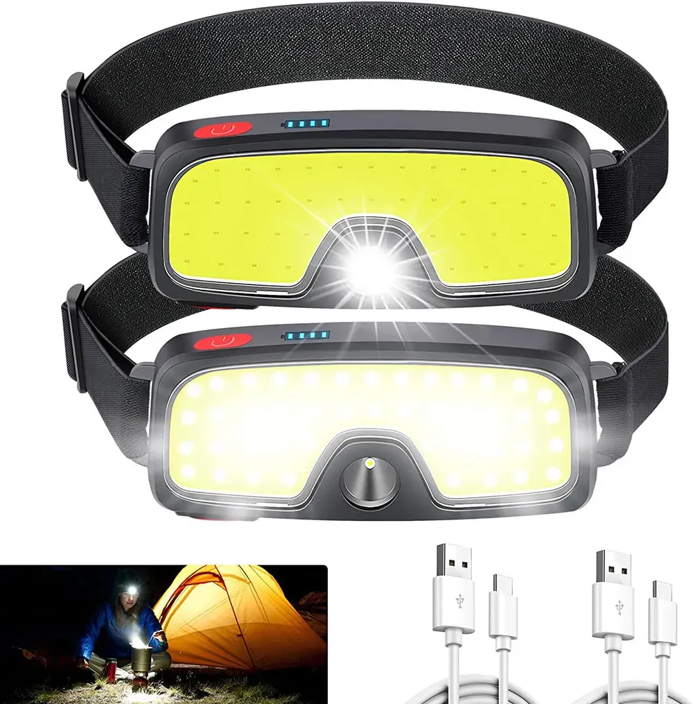 New COB LED Headlamp USB Rechargeable Power Display Portable Headlight Built in 18650 Battery Camping Head Lamp Hiking Torch