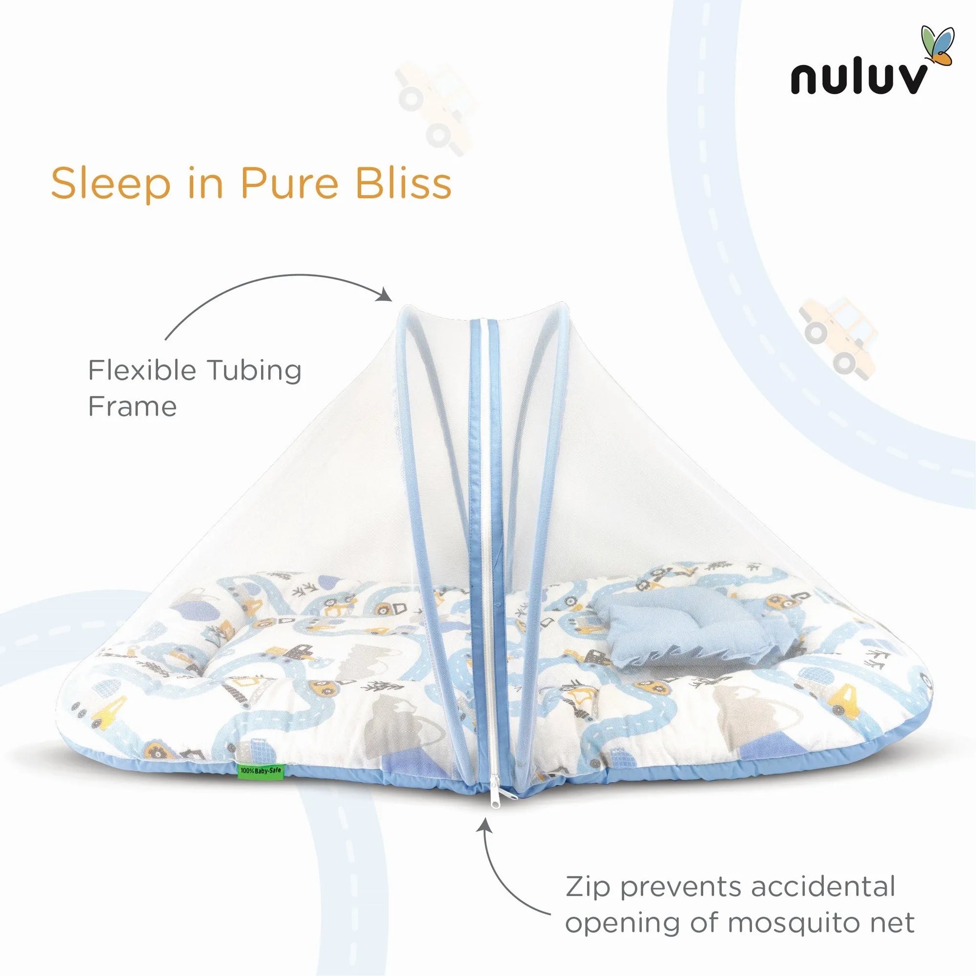 Nuluv Cotton  Mosquito Net Set - Transport Birth  to 6M