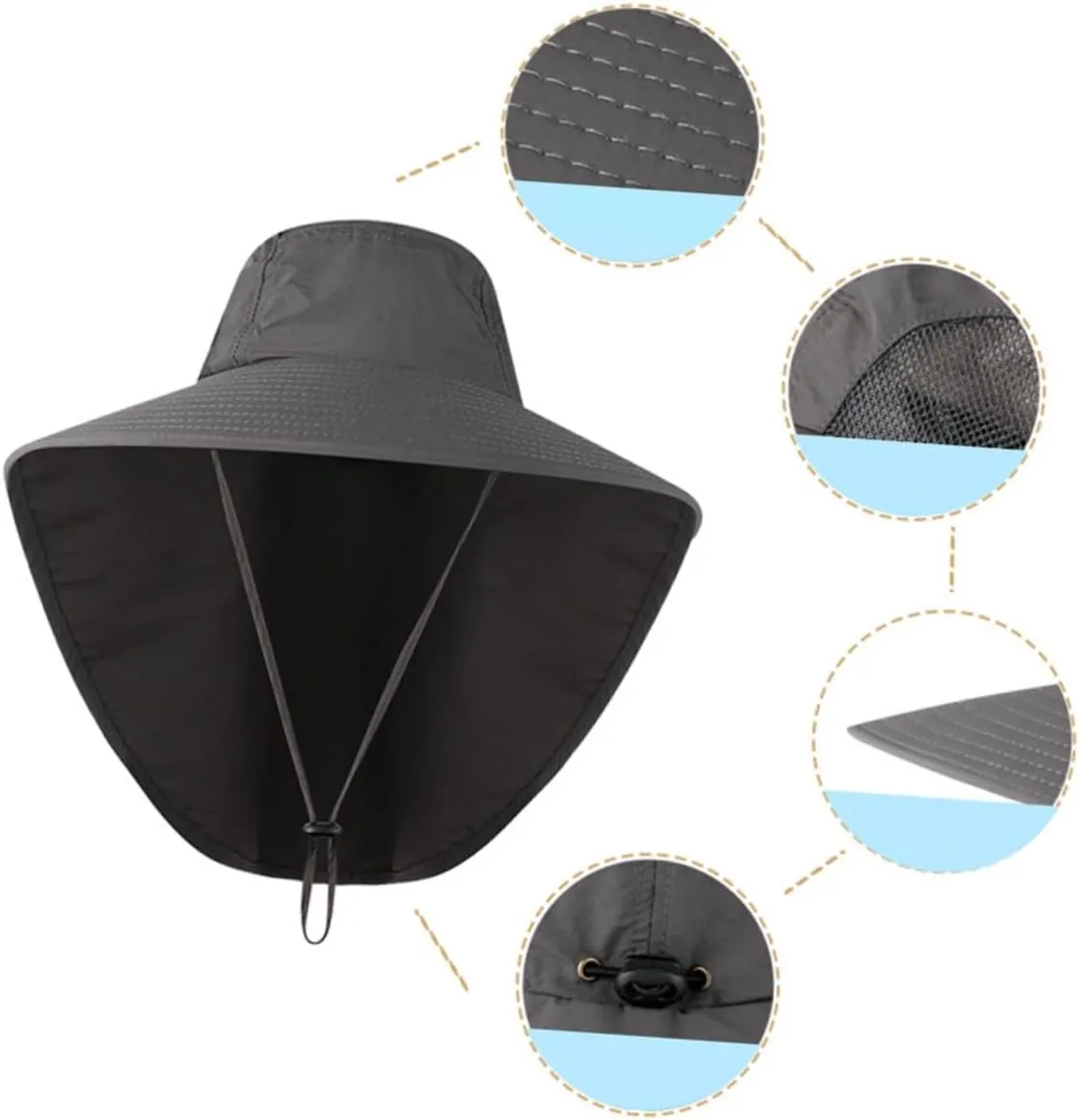 Outdoor Flap Hats Waterproof Bucket Hat Wide Beach Hat Fishing Protection Sun Hat Ear Brim Neck Cover