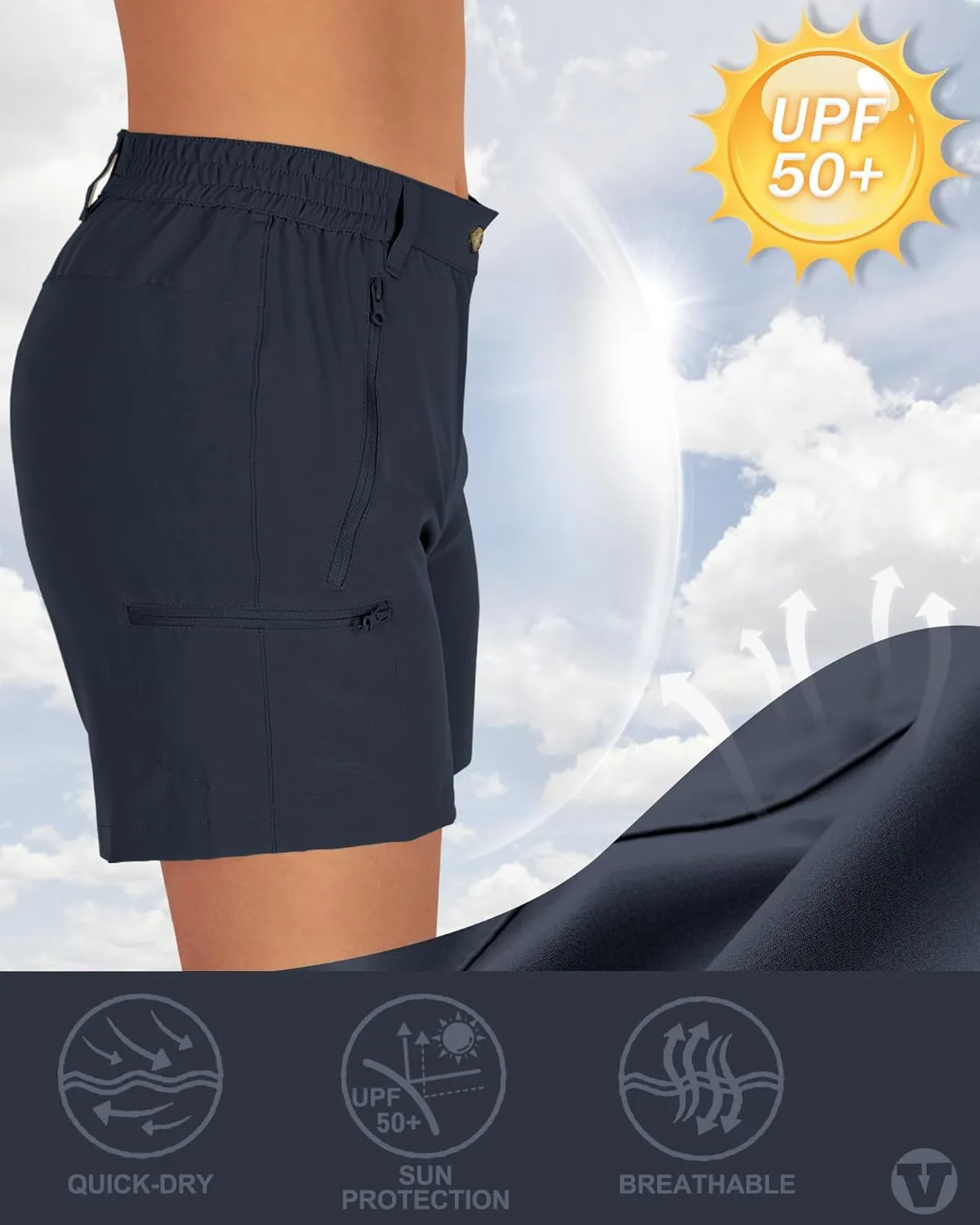 Outdoor Ventures Women's Hiking Shorts Stretch Lightweight Golf Shorts Quick Dry UPF 50  5 inch Cargo Short for Camping
