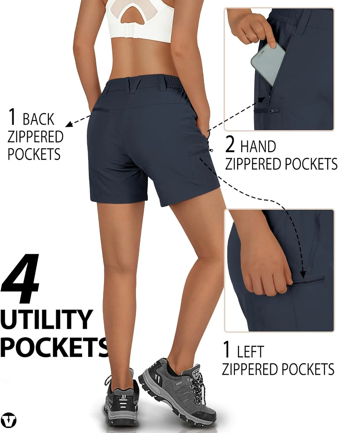 Outdoor Ventures Women's Hiking Shorts Stretch Lightweight Golf Shorts Quick Dry UPF 50  5 inch Cargo Short for Camping