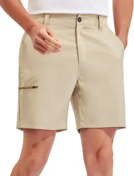 PULI Mens Golf Hybrid Shorts 7 Inch Dress Stretch Hiking Flat Front Quick Dry Lightweight Board Casual Shorts with Pockets