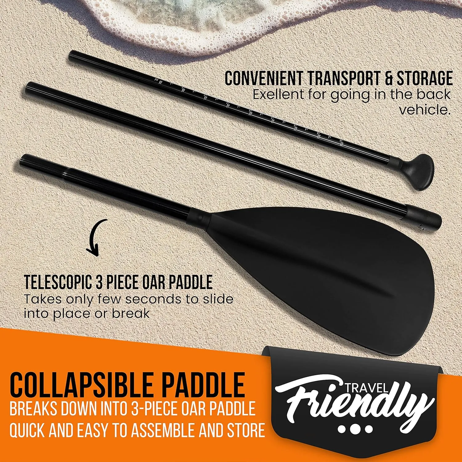 SereneLife Stand Up Paddle-Board Adjustable Paddle - Adjustable Water Paddle Oar for SLSUPB105 Free-Flow Inflatable SUP Stand Up Water Paddle-Board -