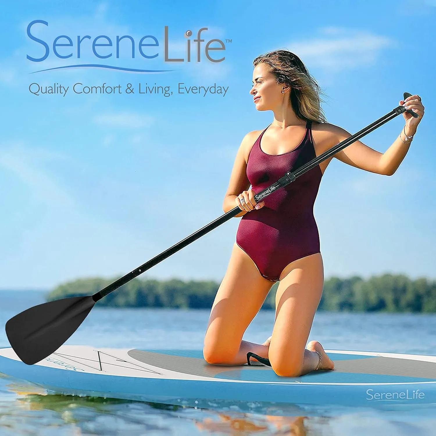 SereneLife Stand Up Paddle-Board Adjustable Paddle - Adjustable Water Paddle Oar for SLSUPB105 Free-Flow Inflatable SUP Stand Up Water Paddle-Board -