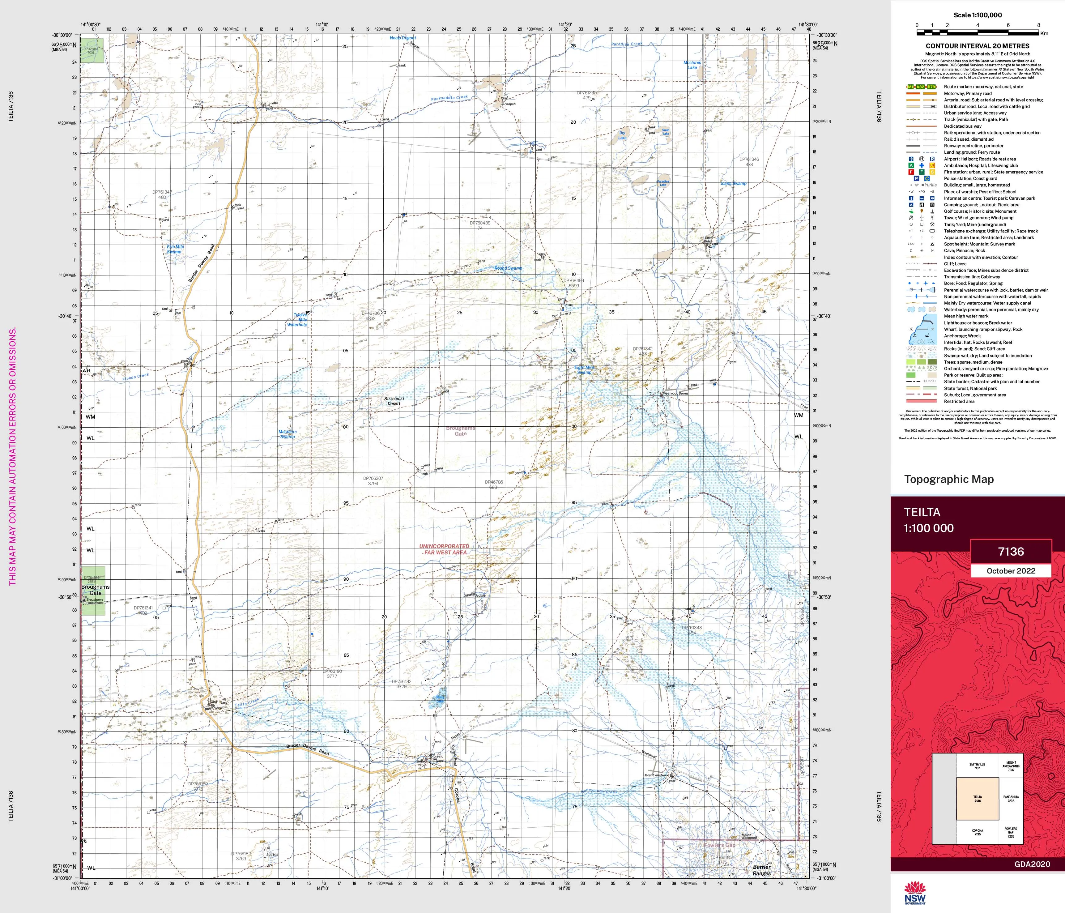 Teilta 7136 Topographic Map 1:100k