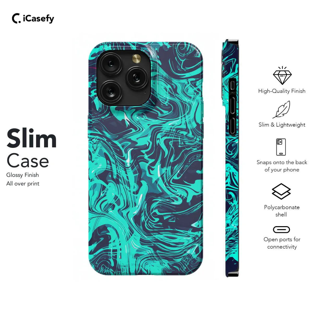 Topographic Map Marble Black and Phone Case iPhone Samsung Pixel & More