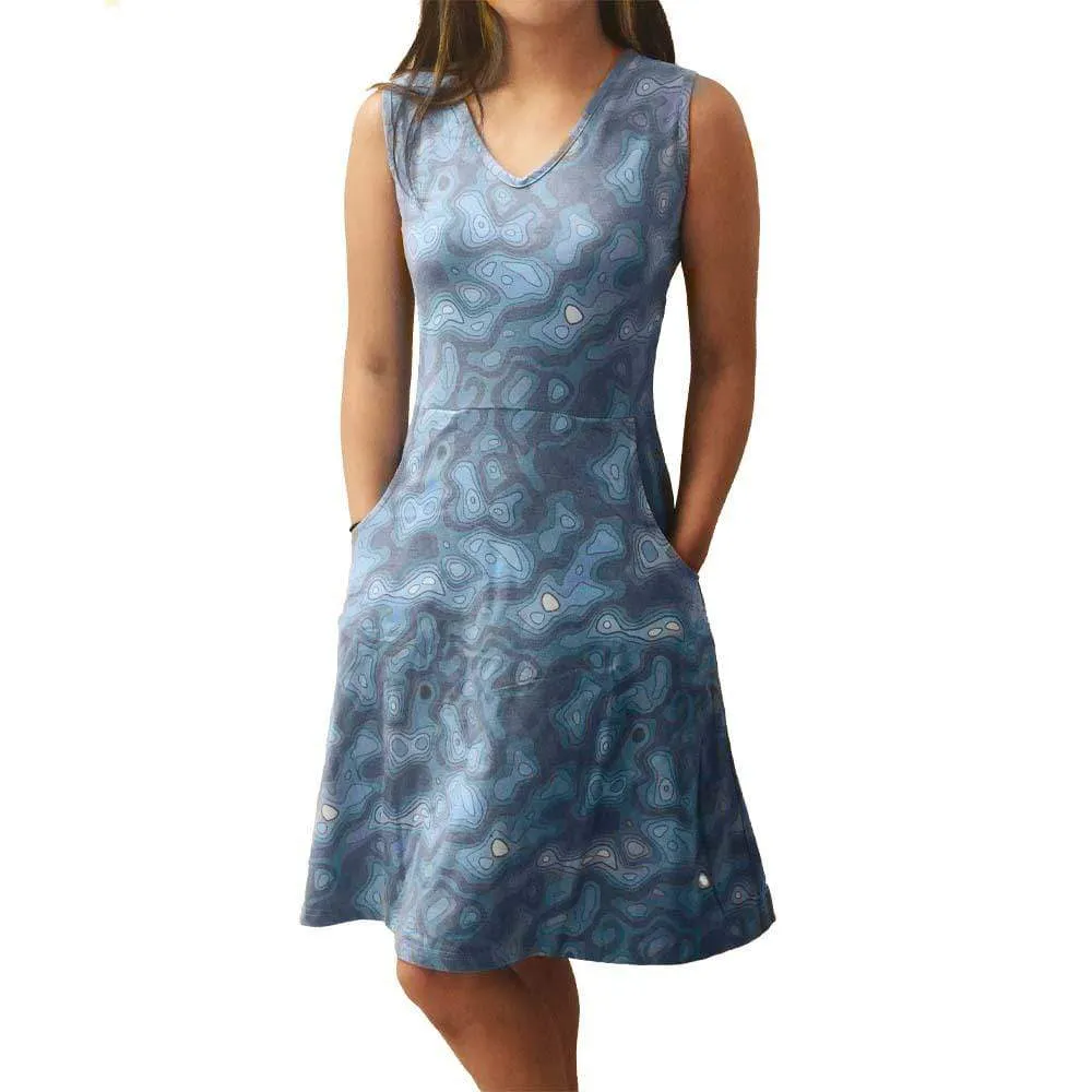 Topographic Map Sleeveless Eileen Dress