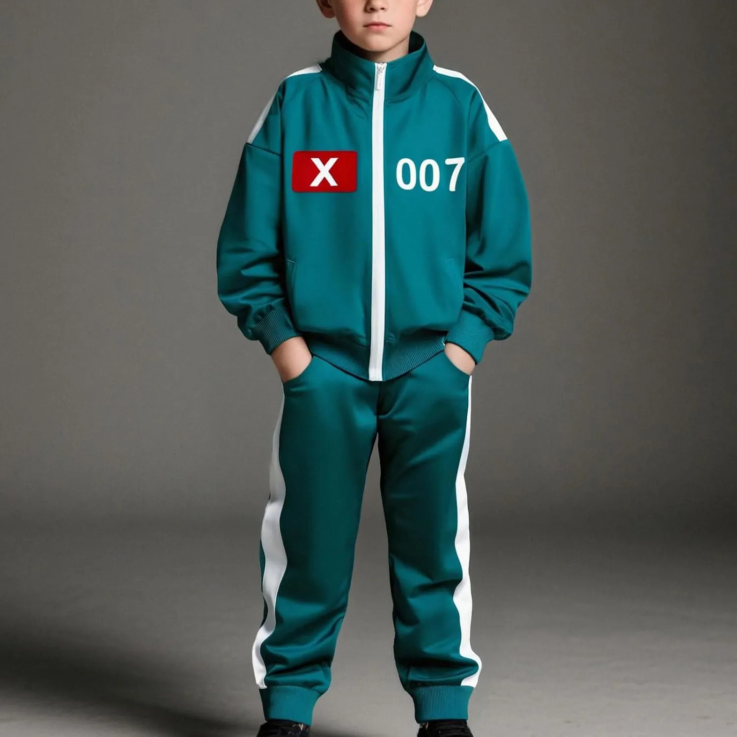 Tracksuit Costume Cosplay 2 Piece Unisex Korean Track Suit Set with Jacket & Joggers