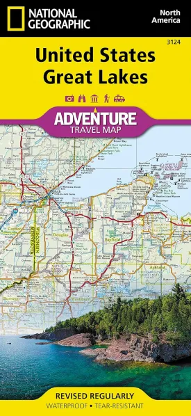 United States, Great Lakes Map (National Geographic Adventure Map, 3124) Map  Folded Map, July 7, 2022